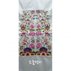 목단연꽃절수건1-기계자수